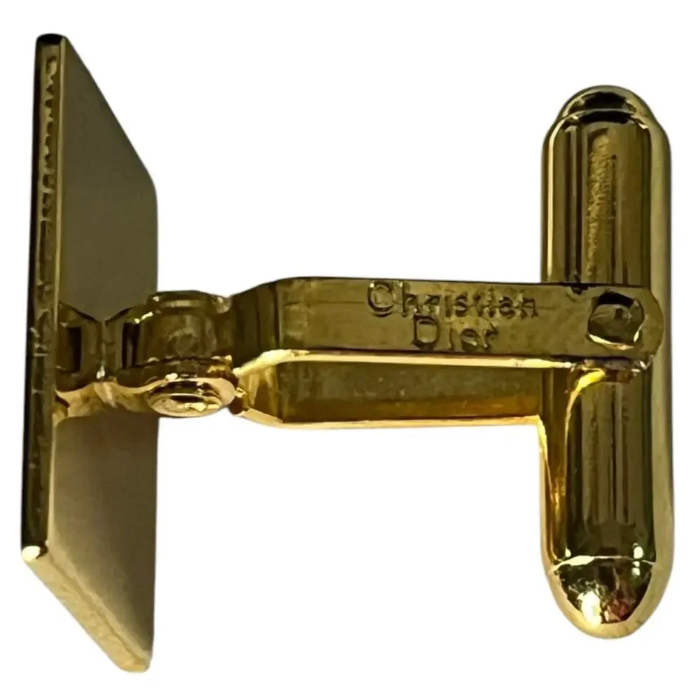 Christian Dior Rectangular gold-tone cufflinks linear design Vintage
